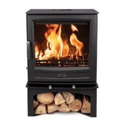 Arizona, A07 Eco, 7kW, Stove With Log Store, Multi-Fuel Stove, Free Standing, Eco Design Approved, Defra Approved(Arizona A07 Eco 7kw Freestanding Multifuel Stove Log Store)