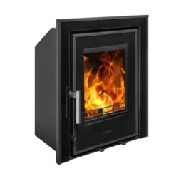 Mazona Clovelly 400 5kW 3 Sided Glass Trim Stove, Multifuel, Woodburning, Cassette, Inset, Eco Design Approved, Defra Approved(Mazona Clovelly 400 Cassette Stove) -Cheap Arizona Shop Kinsale400Angle2