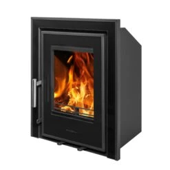 Mazona Clovelly 400 5kW 3 Sided Glass Trim Stove, Multifuel, Woodburning, Cassette, Inset, Eco Design Approved, Defra Approved(Mazona Clovelly 400 Cassette Stove) -Cheap Arizona Shop Kinsale400Angle3