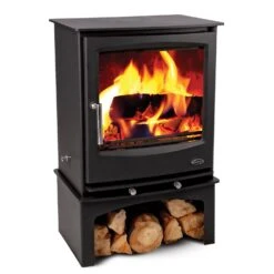 Mazona Rye Eco 7kW Multifuel Woodburning Stove, With Log Store, Freestanding, Eco Design Approved, Defra Approved(Mazona Rye Eco 7kw Stove Log Store)