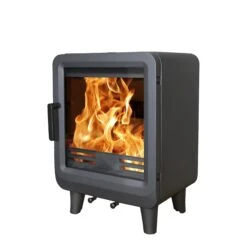 Mazona Heatwave 5kW Multifuel Woodburning Stove, Grey Freestanding Eco Design Approved, Defra Approved(Mazona Heatwave 5kw Multifuel Woodburning Stove Grey Freestanding Eco Design Approved Defra Approved) -Cheap Arizona Shop Orka Grey Angle 2