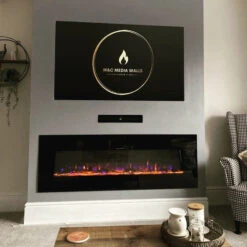 Ezee Glow Grand Zara 60" Black Wall Mounted Or Recessed / Built In Electric Fire(Ezee Glow Grand Zara Black Wall Mounted Or Recessed Built In Electric Fire)