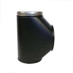 6 Inch (150mm)Black Twin Wall 90 Degree Tee (with Plug) Inc Locking Band(6 Inch Black Twin Wall 45 Degree Tee With Plug 1)