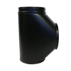 5 Inch (125mm) Black Twin Wall 90 Degree Tee (with Plug) Inc Locking Band(5 Inch Black Twin Wall 90 Degree Tee With Plug)