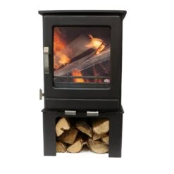 Mazona Ripley 5kW Multifuel Woodburning Stove, With Log Store, Freestanding, Eco Design Approved, Defra Approved(Mazona Ripley Eco 5kw Stove With Log Store) -Cheap Arizona Shop glencara5withlogstore2