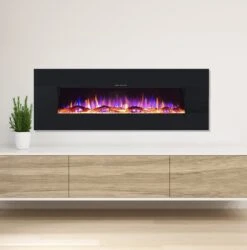 Ezee Glow Grand Zara 60" Black Wall Mounted Or Recessed / Built In Electric Fire(Ezee Glow Grand Zara Black Wall Mounted Or Recessed Built In Electric Fire) -Cheap Arizona Shop grand zara close up