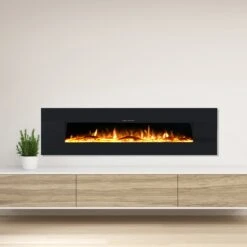 Ezee Glow Grand Zara 60" Black Wall Mounted Or Recessed / Built In Electric Fire(Ezee Glow Grand Zara Black Wall Mounted Or Recessed Built In Electric Fire) -Cheap Arizona Shop grand zara orange flame square