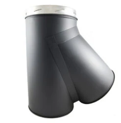 5 Inch (125mm) Black Twin Wall 45 Degree Tee (with Plug) Inc Locking Band(5 Inch Black Twin Wall 45 Degree Tee With Plug)